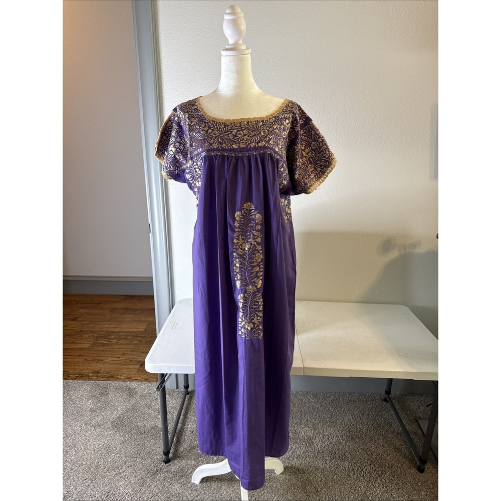 San Antonio Oaxaca Mexican Dress Hand Embroidered Silk Threads